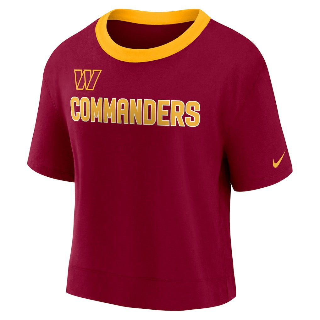 Nike Washington Commanders Women's High Hip Fashion Cropped Top Burgundy