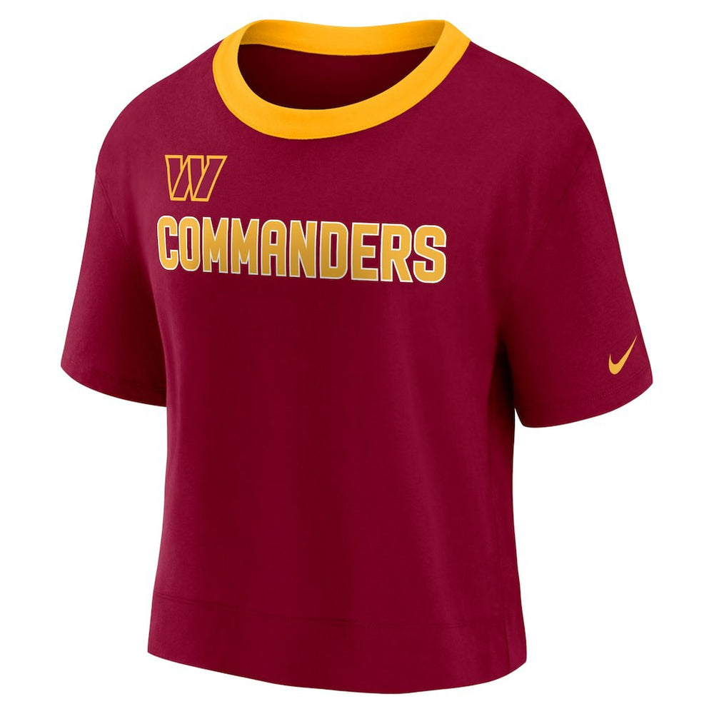 Nike Washington Commanders Women's High Hip Fashion Cropped Top Burgundy