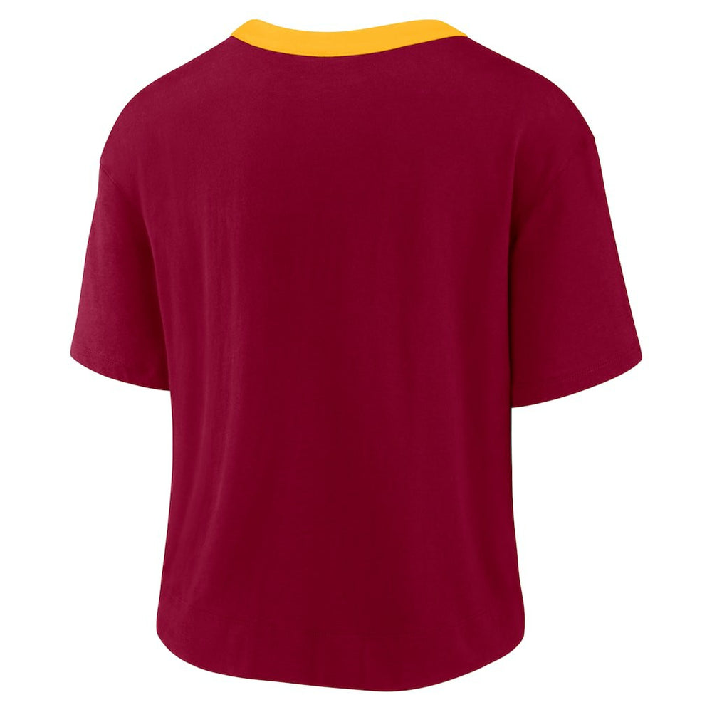 Nike Washington Commanders Women's High Hip Fashion Cropped Top Burgundy