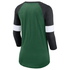 Nike New York Jets Women's Football Pride Raglan 3/4-Sleeve T-Shirt Heather Green/Heather Black