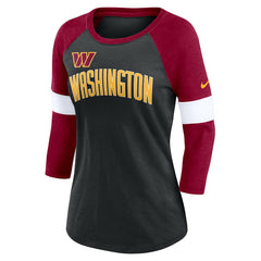 Nike Washington Commanders Women's Football Pride Raglan 3/4-Sleeve T-Shirt Heather Black/Burgundy