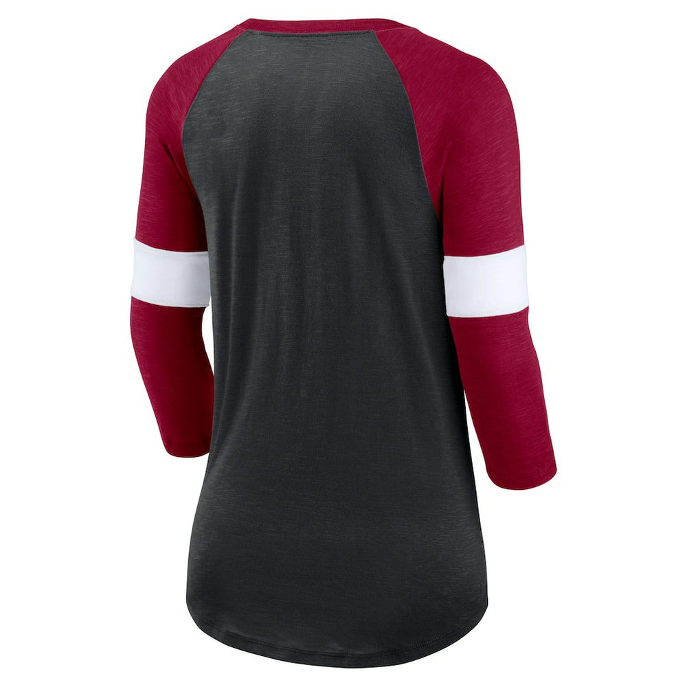 Nike Washington Commanders Women's Football Pride Raglan 3/4-Sleeve T-Shirt Heather Black/Burgundy