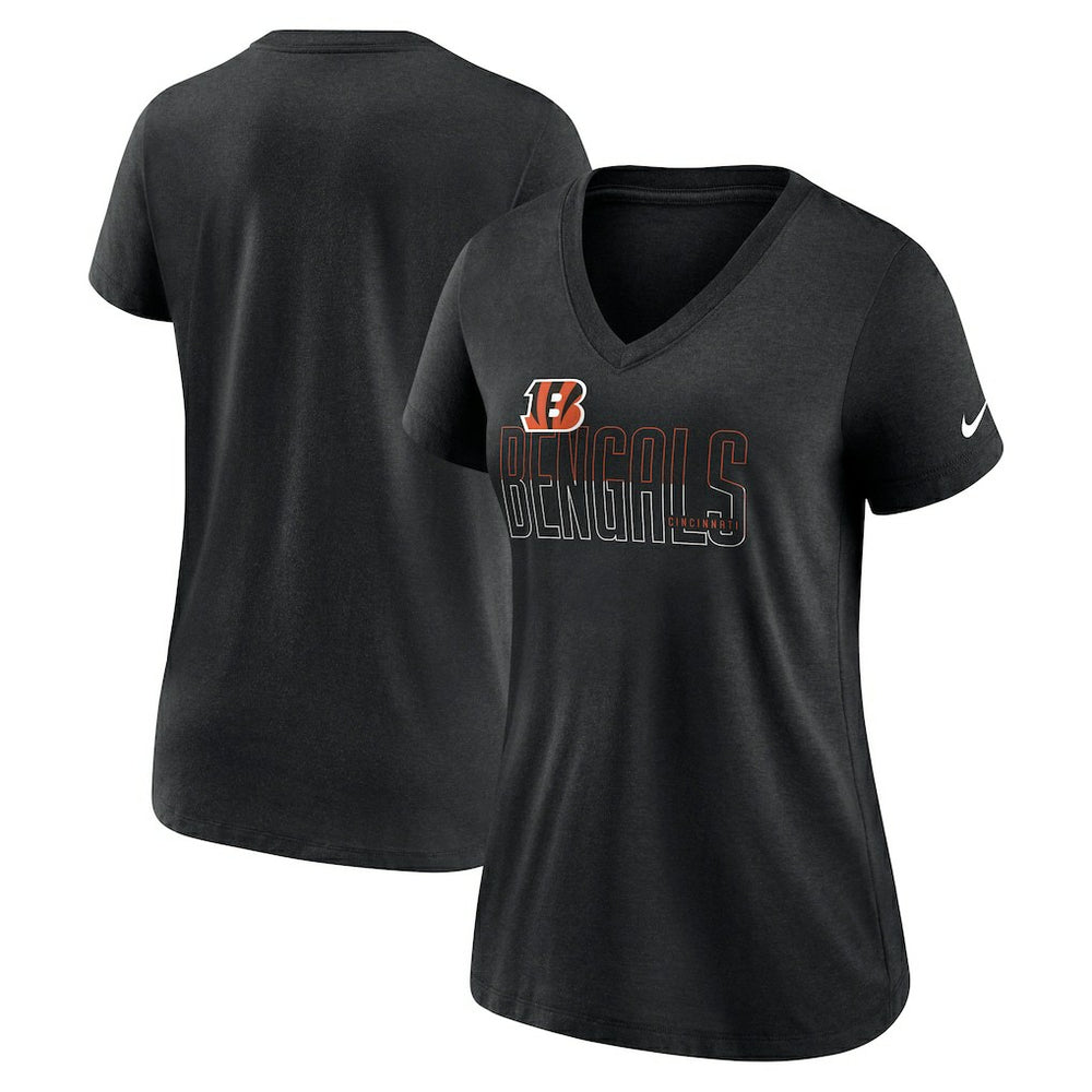 Nike Cincinnati Bengals Women's Lock Up Tri-Blend V-Neck T-Shirt Heathered Black