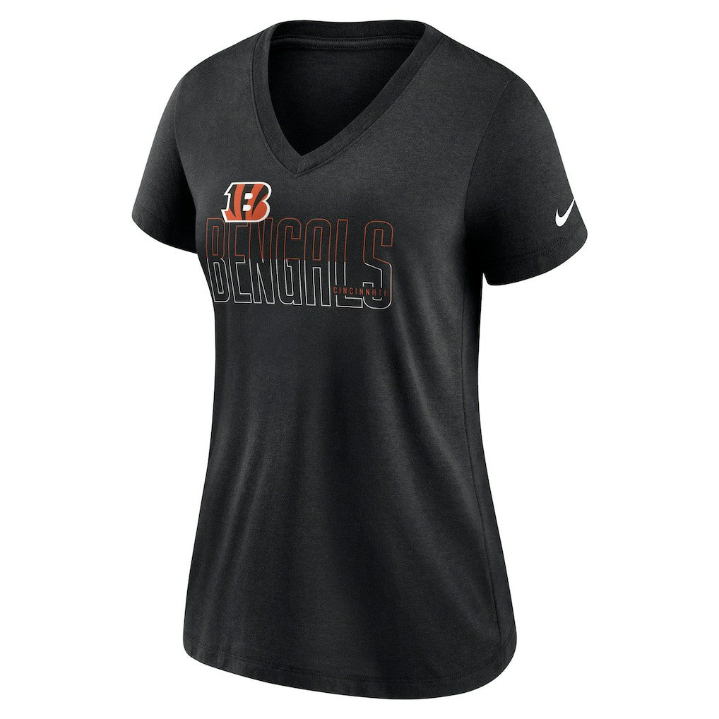 Nike Cincinnati Bengals Women's Lock Up Tri-Blend V-Neck T-Shirt Heathered Black