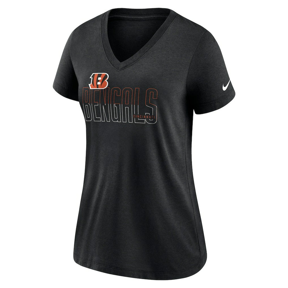 Nike Cincinnati Bengals Women's Lock Up Tri-Blend V-Neck T-Shirt Heathered Black