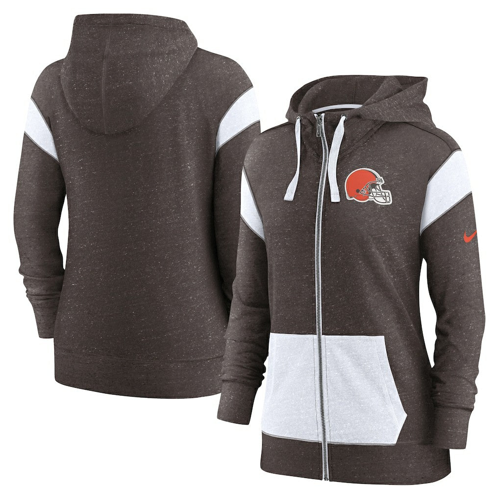 Nike Cleveland Browns Women's Monaco Lightweight Full-Zip Hoodie Brown/White