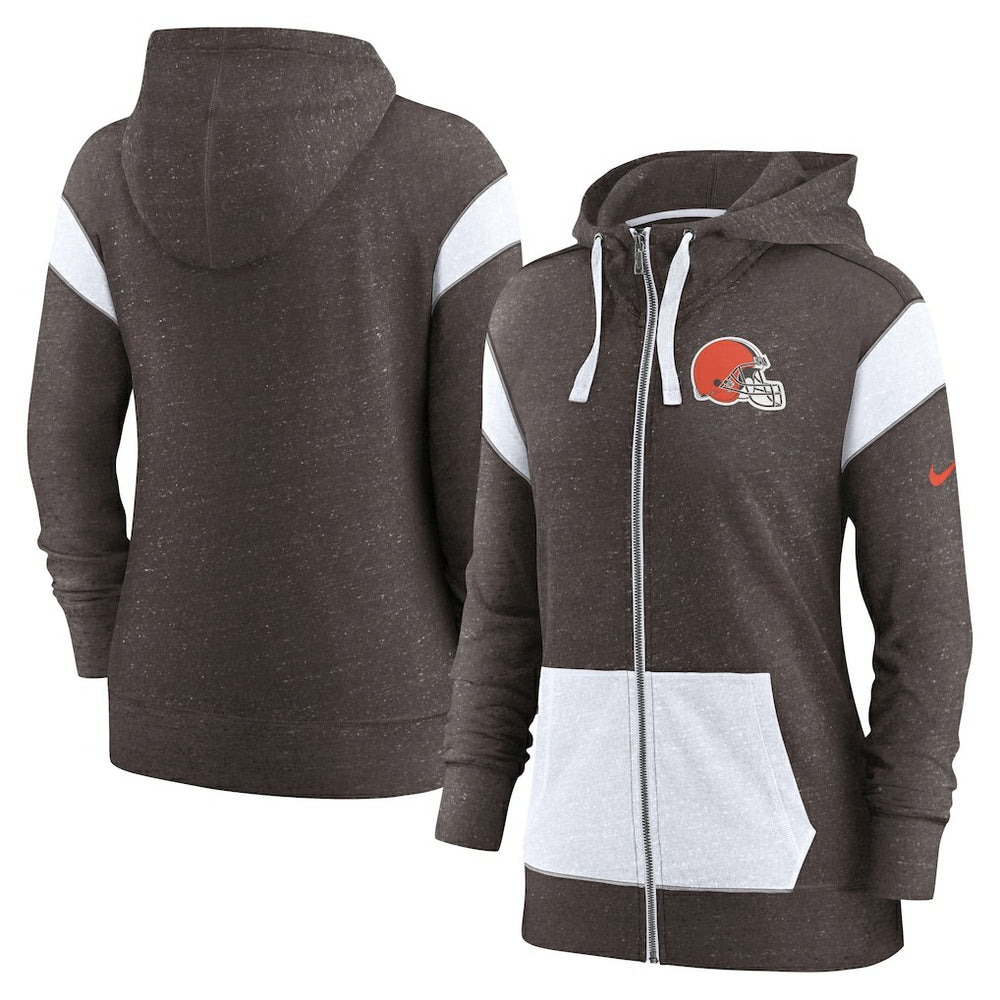 Nike Cleveland Browns Women's Monaco Lightweight Full-Zip Hoodie Brown/White