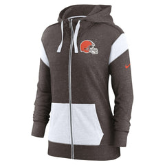 Nike Cleveland Browns Women's Monaco Lightweight Full-Zip Hoodie Brown/White