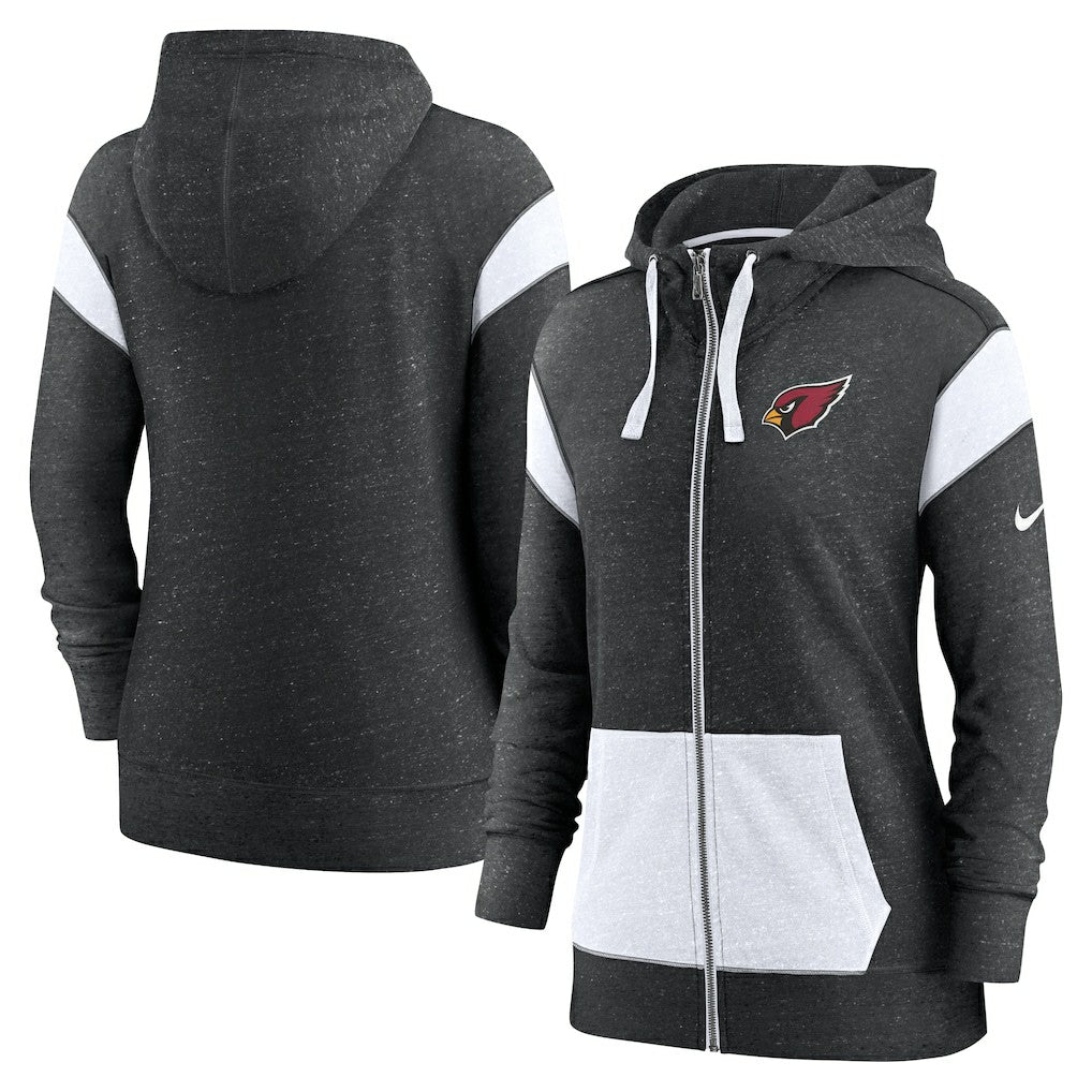 Nike Arizona Cardinals Women's Monaco Lightweight Full-Zip Hoodie Heather Black/White