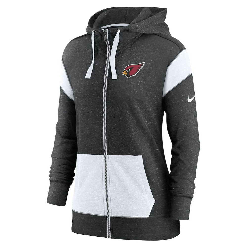 Nike Arizona Cardinals Women's Monaco Lightweight Full-Zip Hoodie Heather Black/White