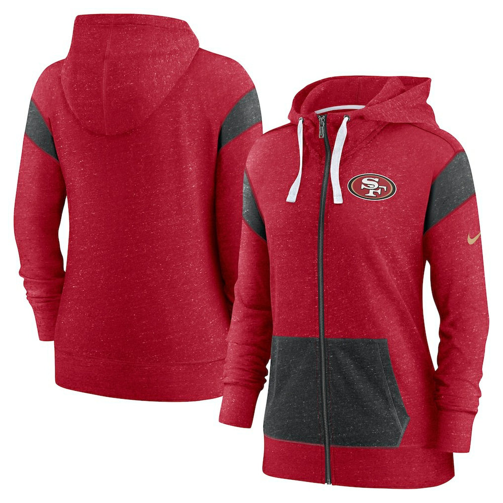 Nike San Francisco 49ers Women's Monaco Lightweight Full-Zip Hoodie Scarlet/Heather Black