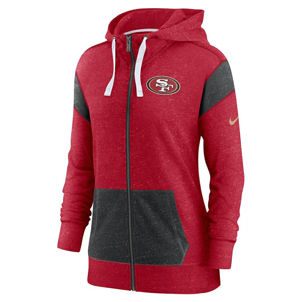 Nike San Francisco 49ers Women's Monaco Lightweight Full-Zip Hoodie Scarlet/Heather Black