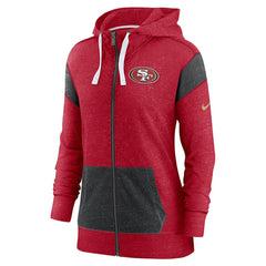 Nike San Francisco 49ers Women's Monaco Lightweight Full-Zip Hoodie Scarlet/Heather Black