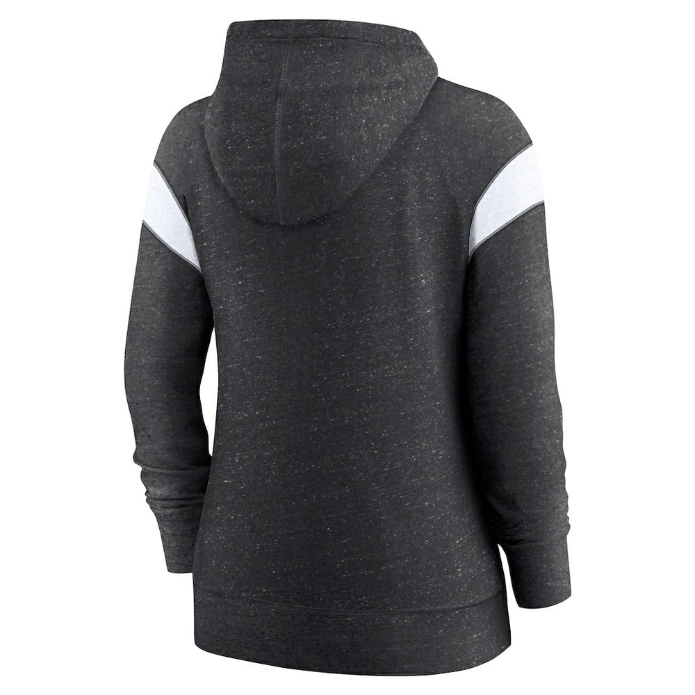 Nike Las Vegas Raiders Women's Plus Size Monaco Full-Zip Lightweight Hoodie Heather Black/White