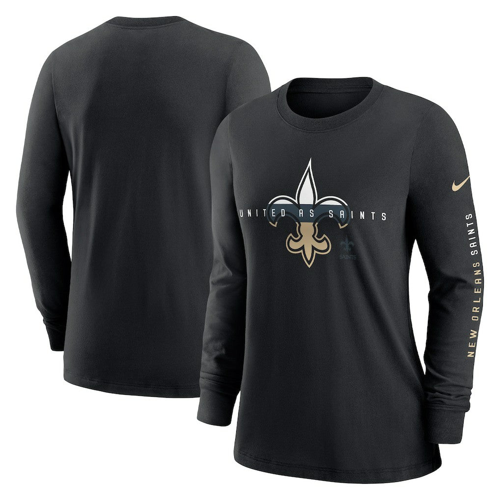 Nike New Orleans Saints Women's Prime Split Long Sleeve T-Shirt Black