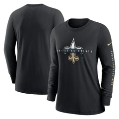 Nike New Orleans Saints Women's Prime Split Long Sleeve T-Shirt Black