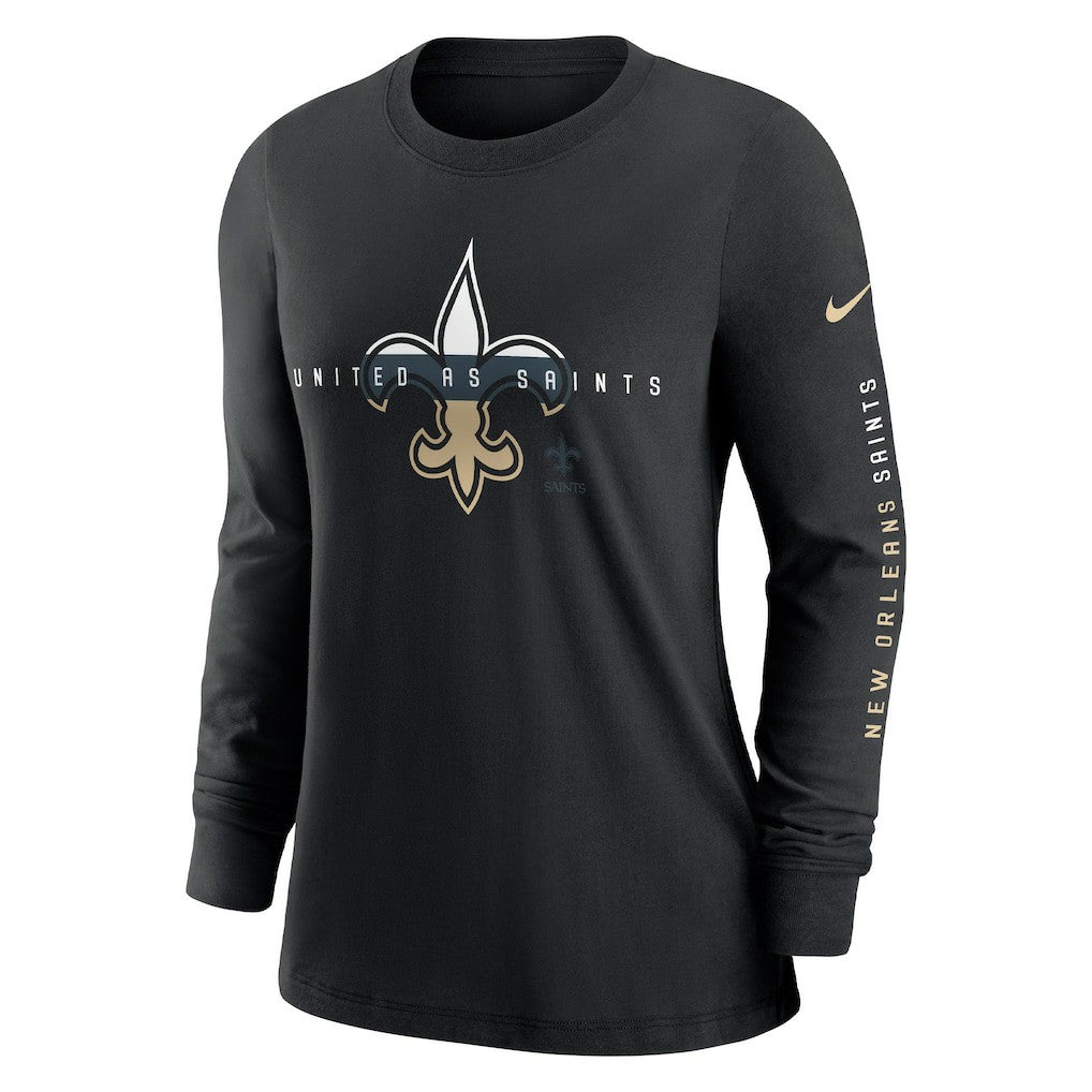 Nike New Orleans Saints Women's Prime Split Long Sleeve T-Shirt Black