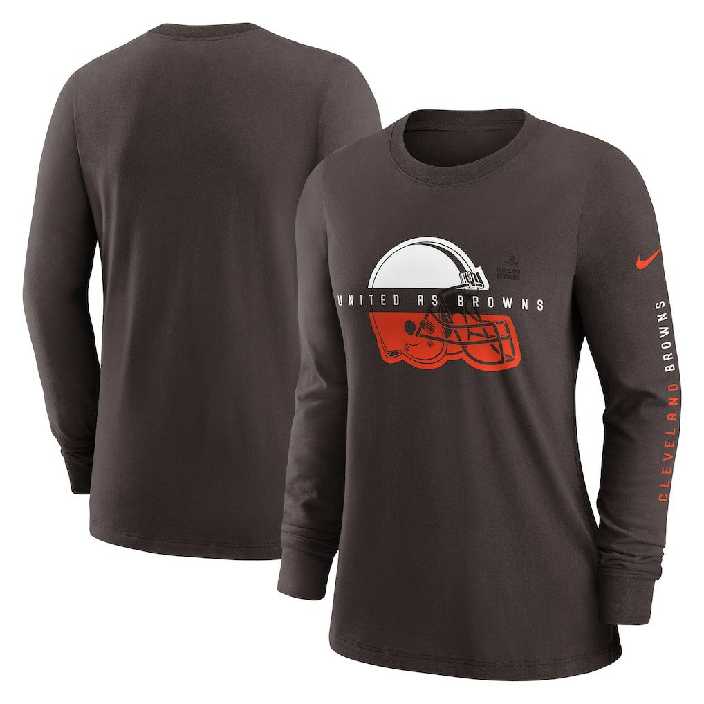 Nike Cleveland Browns Women's Prime Split Long Sleeve T-Shirt Brown