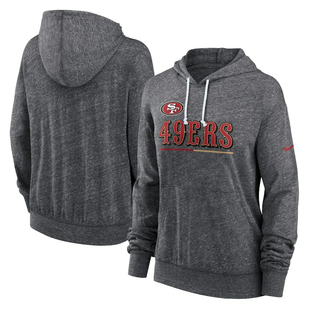 Nike San Francisco 49ers Women's Team Spirit Gym Vintage Lightweight Hoodie Top Heather Charcoal