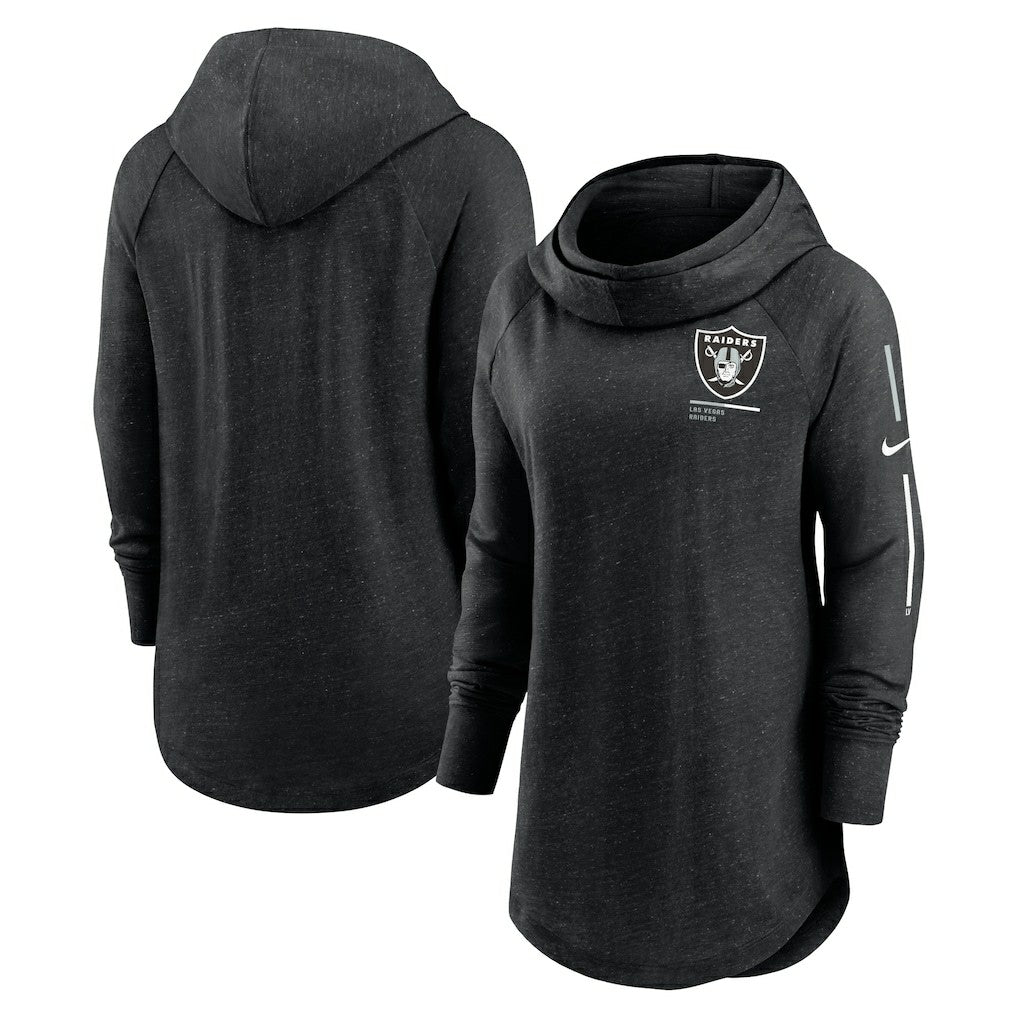 Nike Las Vegas Raiders Women's Minimal Statement Lightweight Raglan Funnel Neck Pullover Hoodie Black