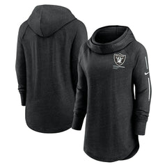 Nike Las Vegas Raiders Women's Minimal Statement Lightweight Raglan Funnel Neck Pullover Hoodie Black