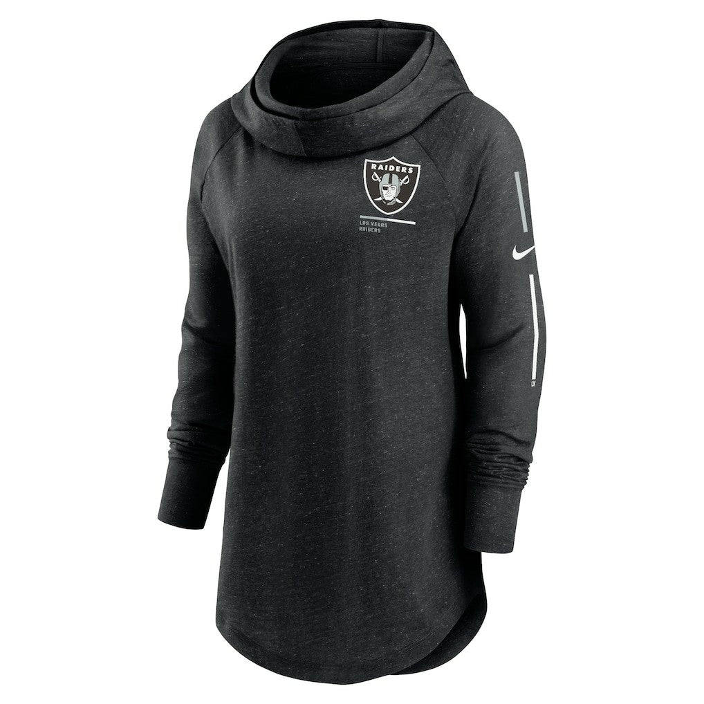 Nike Las Vegas Raiders Women's Minimal Statement Lightweight Raglan Funnel Neck Pullover Hoodie Black