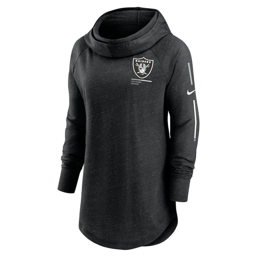 Nike Las Vegas Raiders Women's Minimal Statement Lightweight Raglan Funnel Neck Pullover Hoodie Black
