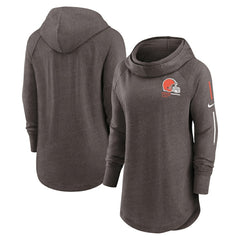 Nike Cleveland Browns Women's Minimal Statement Lightweight Raglan Funnel Neck Pullover Hoodie Brown