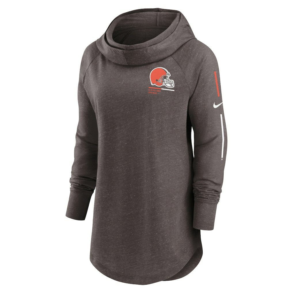 Nike Cleveland Browns Women's Minimal Statement Lightweight Raglan Funnel Neck Pullover Hoodie Brown