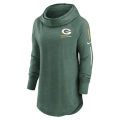 Nike Green Bay Packers Women's Minimal Statement Lightweight Raglan Funnel Neck Pullover Hoodie Heather Green