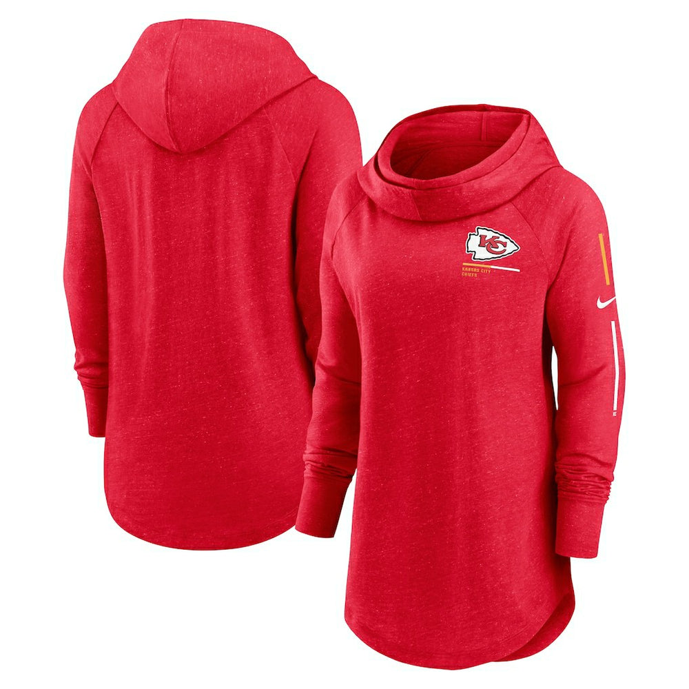 Nike Kansas City Chiefs Women's Minimal Statement Lightweight Raglan Funnel Neck Pullover Hoodie Red