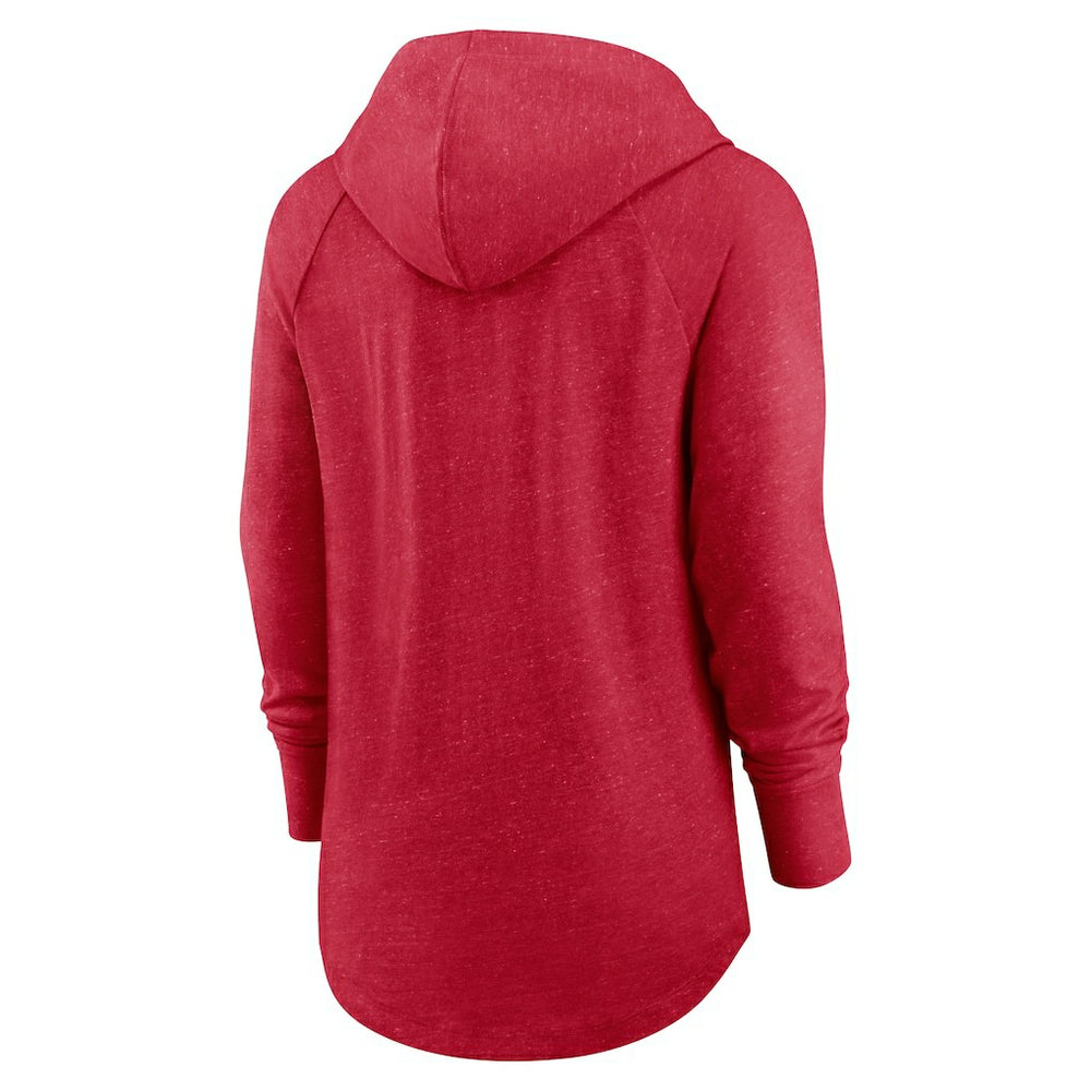 Nike San Francisco 49ers Women's Minimal Statement Lightweight Raglan Funnel Neck Pullover Hoodie Scarlet