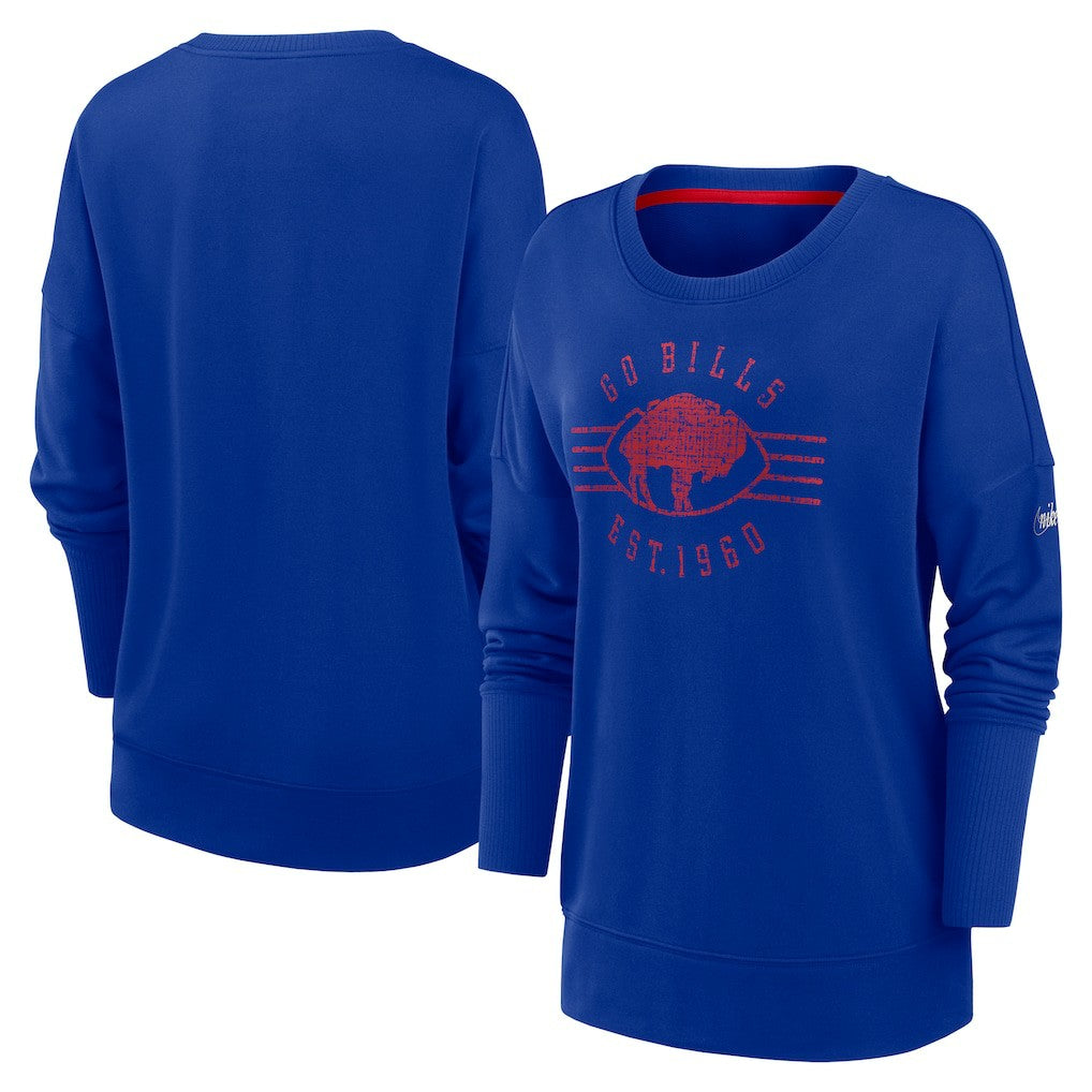 Nike Buffalo Bills Women's Rewind Playback Icon Performance Pullover Sweatshirt Royal