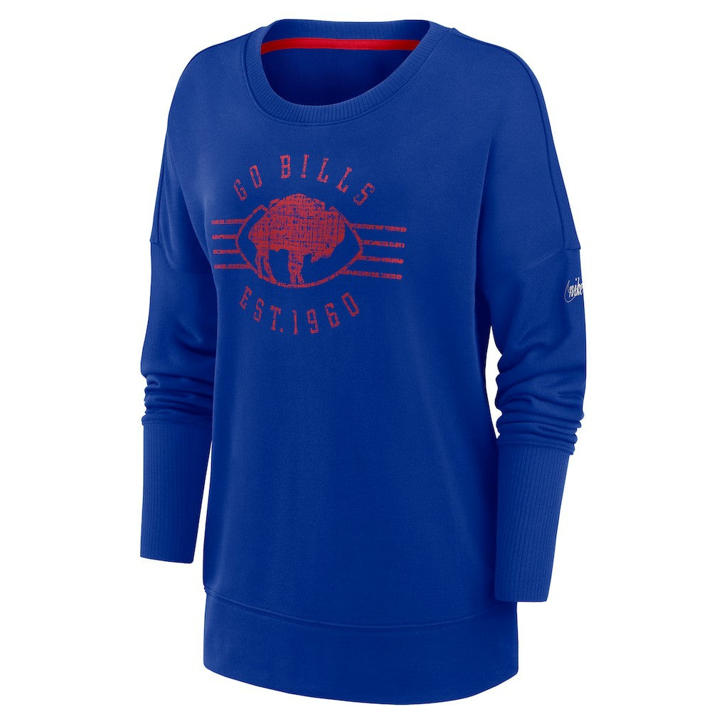 Nike Buffalo Bills Women's Rewind Playback Icon Performance Pullover Sweatshirt Royal