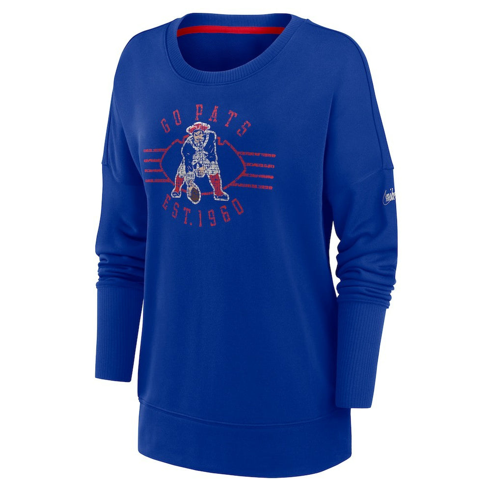 Nike New England Patriots Women's Rewind Playback Icon Performance Pullover Sweatshirt Royal