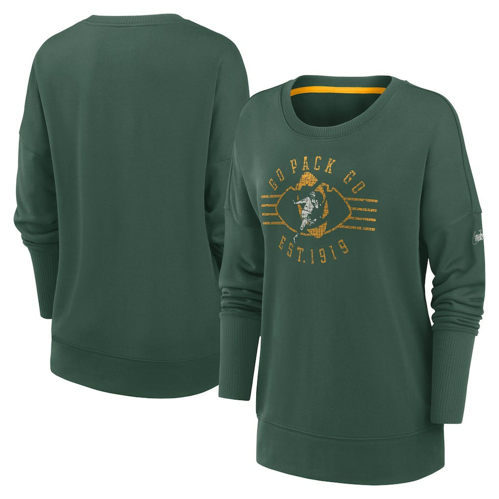 Nike Green Bay Packers Women's Rewind Playback Icon Performance Pullover Sweatshirt Green