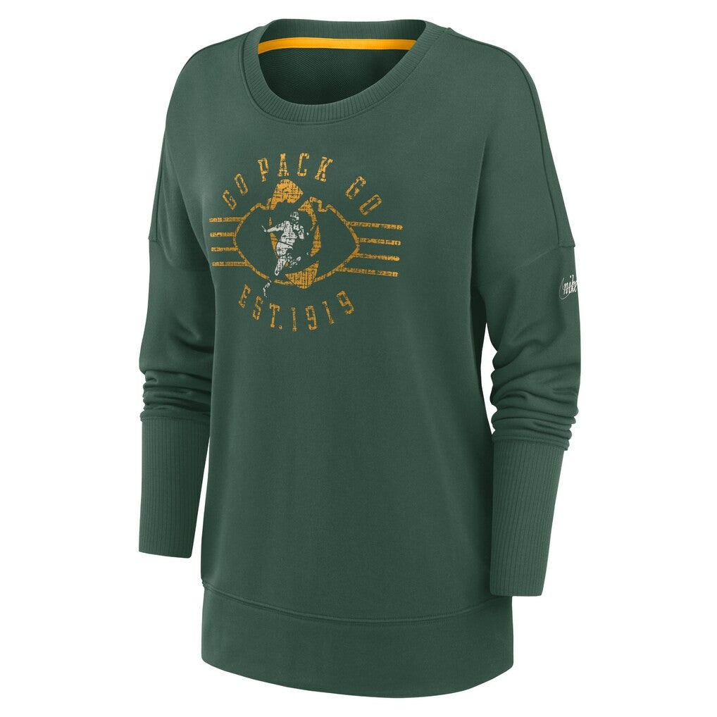 Nike Green Bay Packers Women's Rewind Playback Icon Performance Pullover Sweatshirt Green