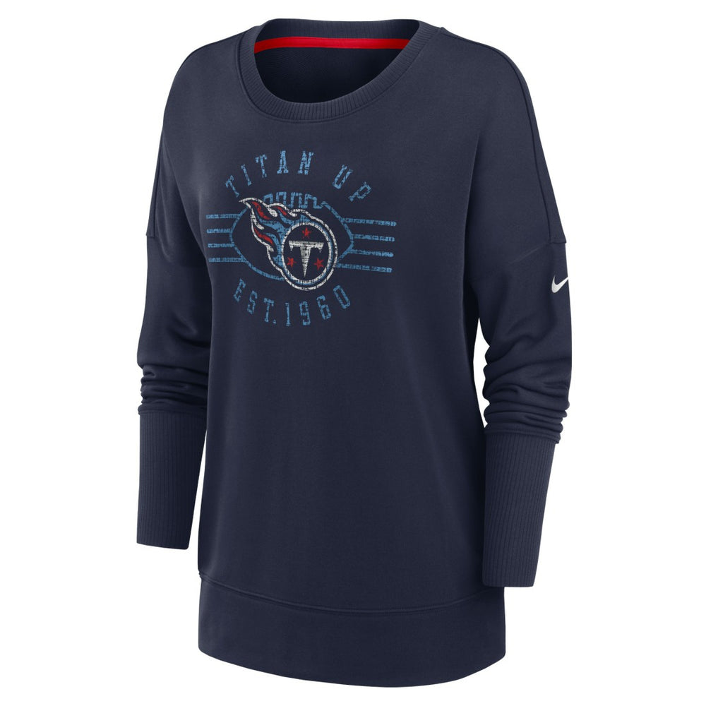 Nike Tennessee Titans Women's Rewind Playback Icon Performance Pullover Sweatshirt Navy