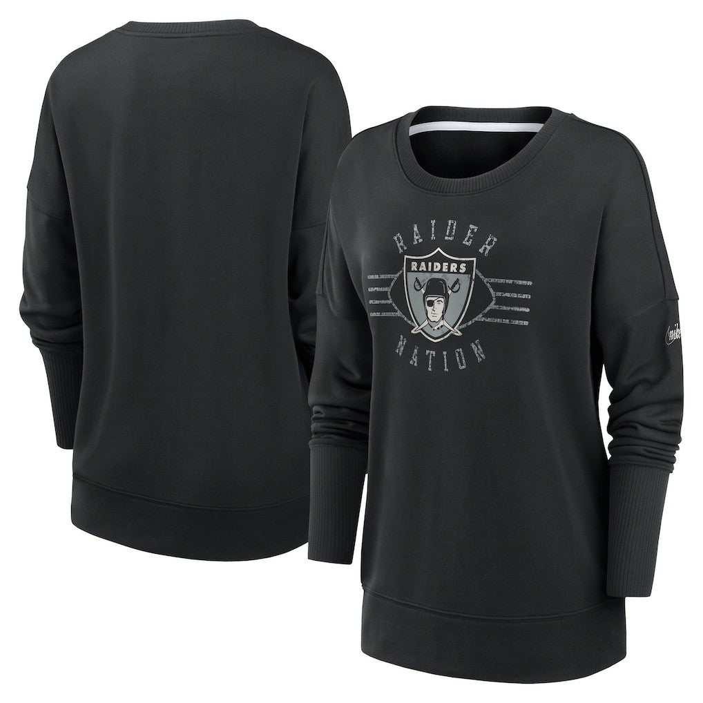 Nike Las Vegas Raiders Women's Rewind Playback Icon Performance Pullover Sweatshirt Black