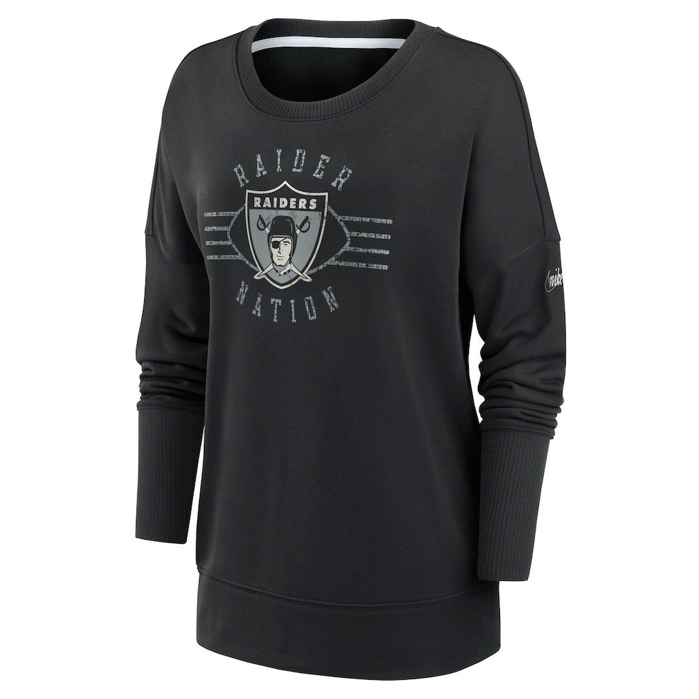 Nike Las Vegas Raiders Women's Rewind Playback Icon Performance Pullover Sweatshirt Black