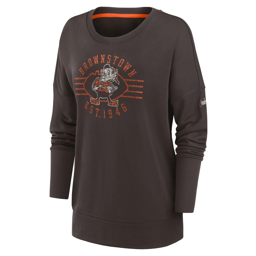 Nike Cleveland Browns Women's Rewind Playback Icon Performance Pullover Sweatshirt Brown