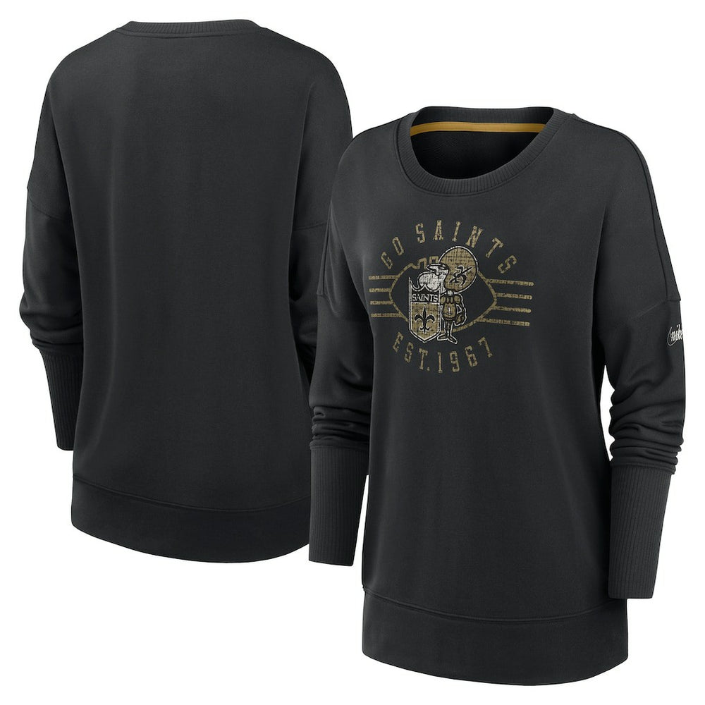 Nike New Orleans Saints Women's Rewind Playback Icon Performance Pullover Sweatshirt Black