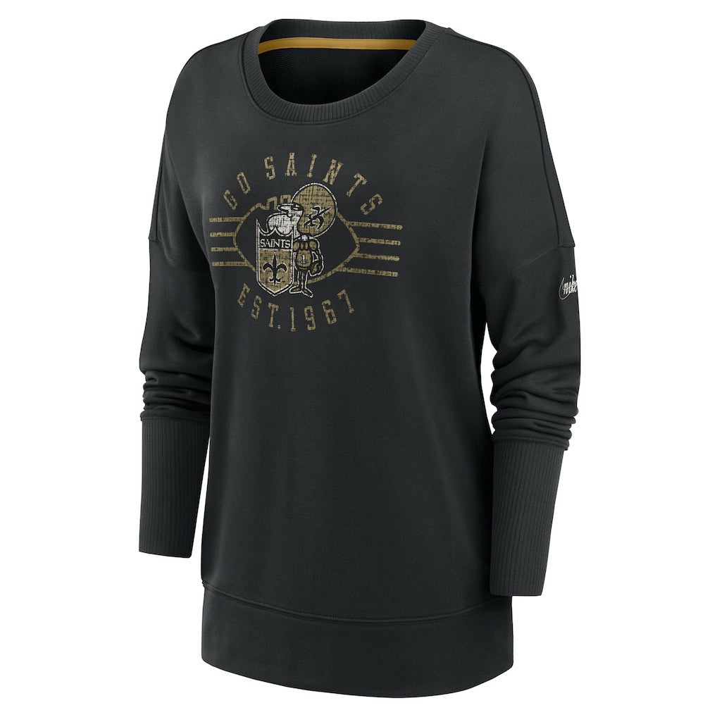 Nike New Orleans Saints Women's Rewind Playback Icon Performance Pullover Sweatshirt Black