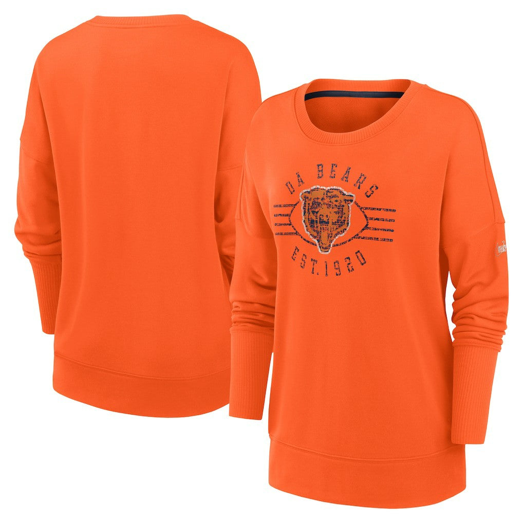 Nike Chicago Bears Women's Rewind Playback Icon Performance Pullover Sweatshirt Orange