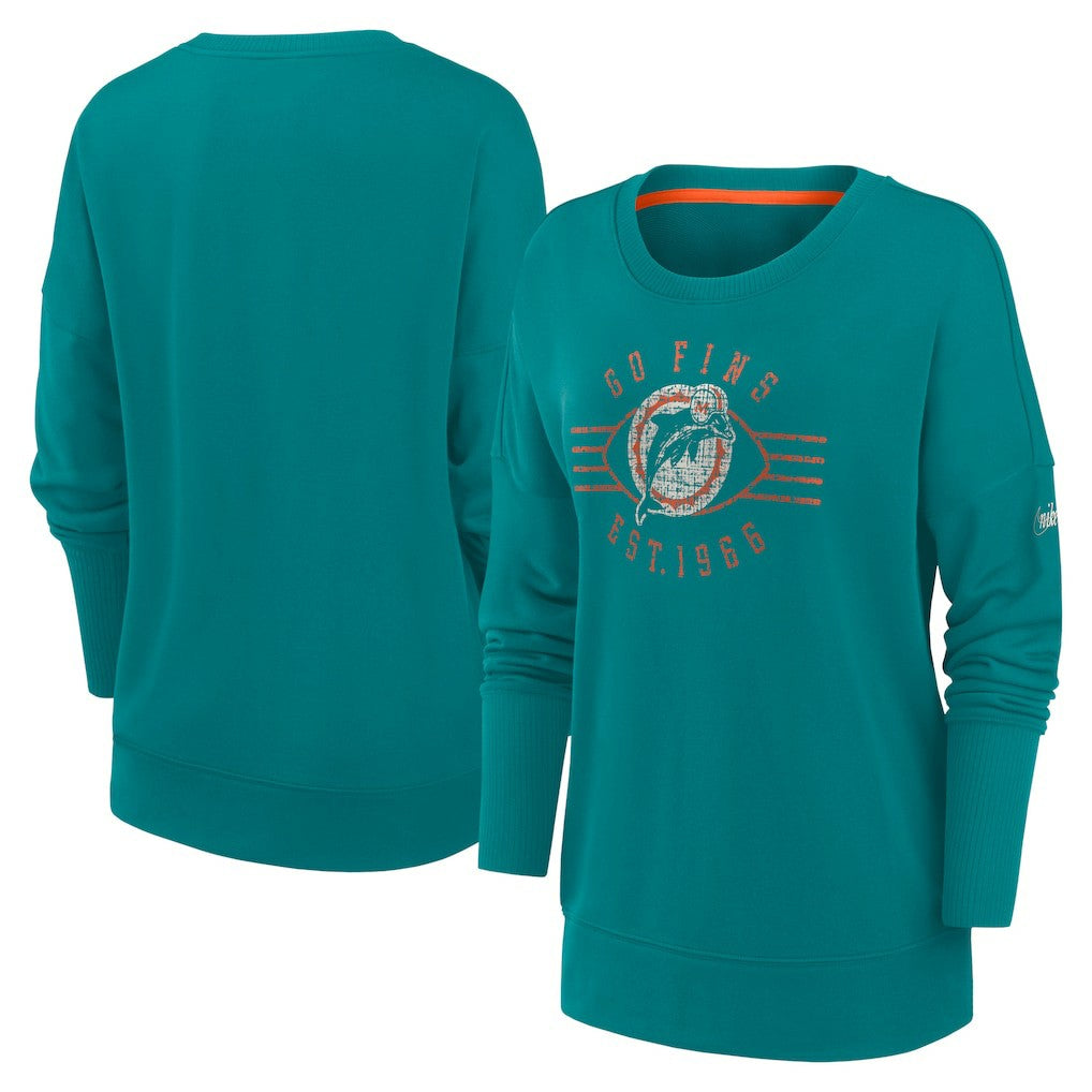 Nike Miami Dolphins Women's Rewind Playback Icon Performance Pullover Sweatshirt Aqua