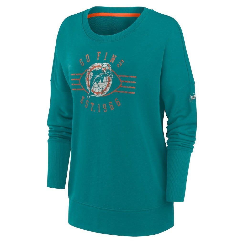 Nike Miami Dolphins Women's Rewind Playback Icon Performance Pullover Sweatshirt Aqua