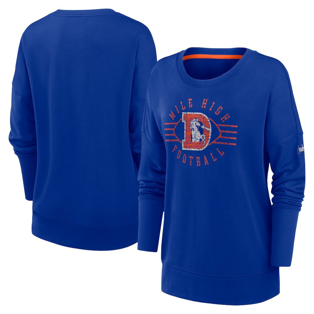 Nike Denver Broncos Women's Rewind Playback Icon Performance Pullover Sweatshirt Royal