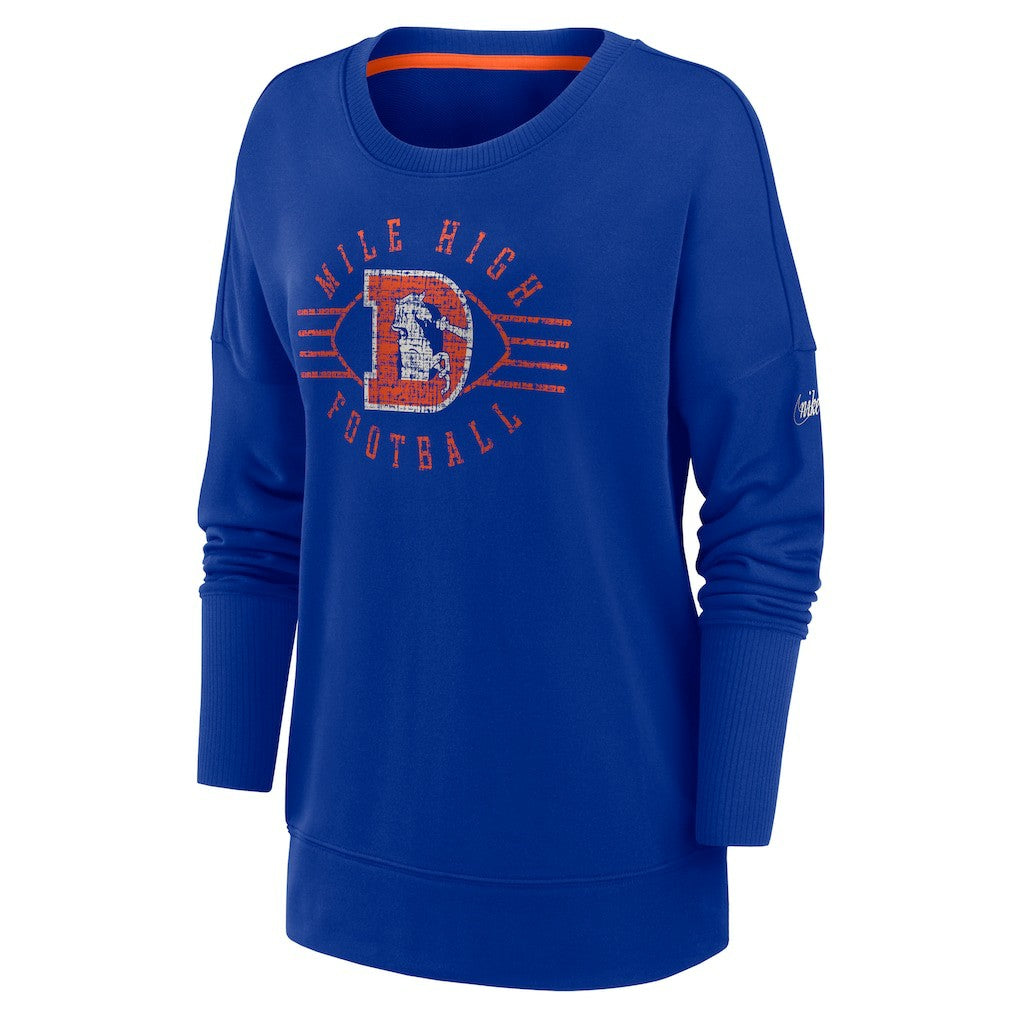 Nike Denver Broncos Women's Rewind Playback Icon Performance Pullover Sweatshirt Royal