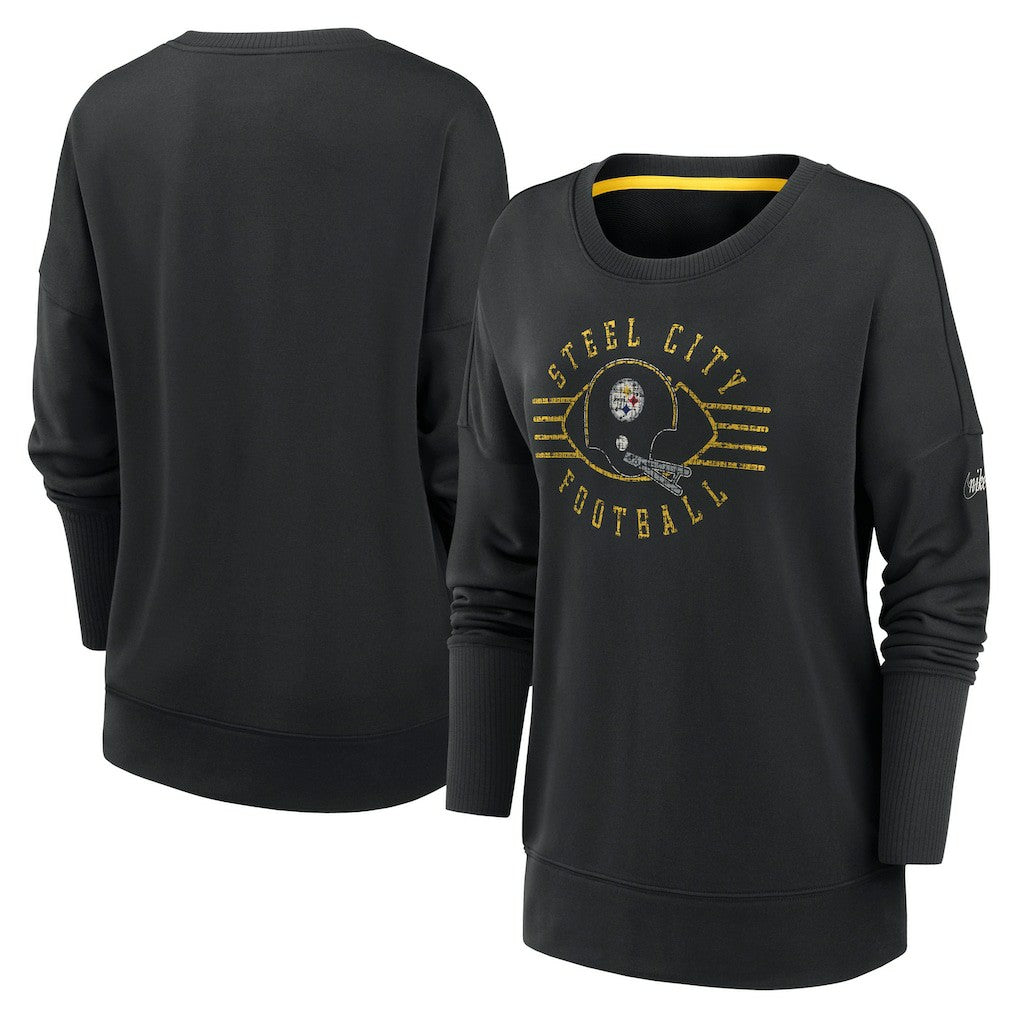 Nike Pittsburgh Steelers Women's Rewind Playback Icon Performance Pullover Sweatshirt Black