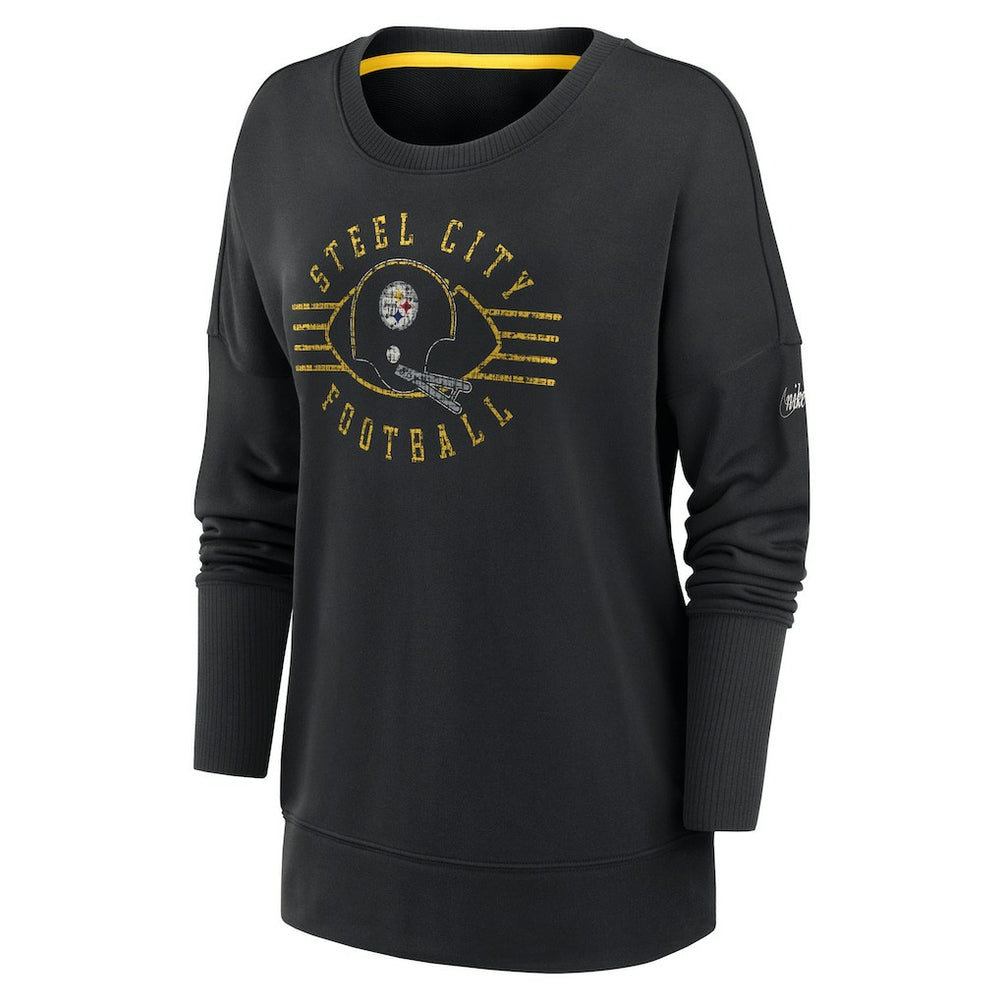 Nike Pittsburgh Steelers Women's Rewind Playback Icon Performance Pullover Sweatshirt Black